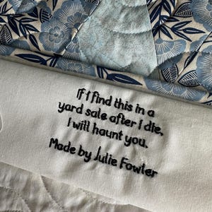 Sew on Custom Quilt Label | Personalized Quilt label | Embroidered Quilt Label
