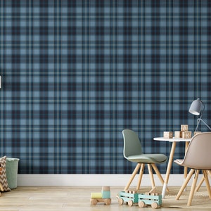 Blue Tartan Plaid Wallpaper: Peel & Stick Fabric, Removable