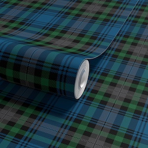 Dark Blue Green Tartan Wallpaper | Removable Peel & Stick Fabric, Canvas, or Prepasted T002-26