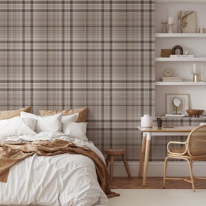 Brown Tartan Plaid Wallpaper: Removable Peel & Stick Fabric, Canvas, Pre Pasted Wall Decor T0039-52
