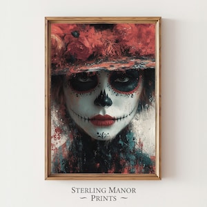 Le Jour des morts 3 oeuvres d&#39;art verticales vintage Dia de Los Muertos 7443