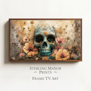 Day Of The Dead 13 Day of the Dead Frame TV Art Sugar Skull Decor Vintage Style 1227