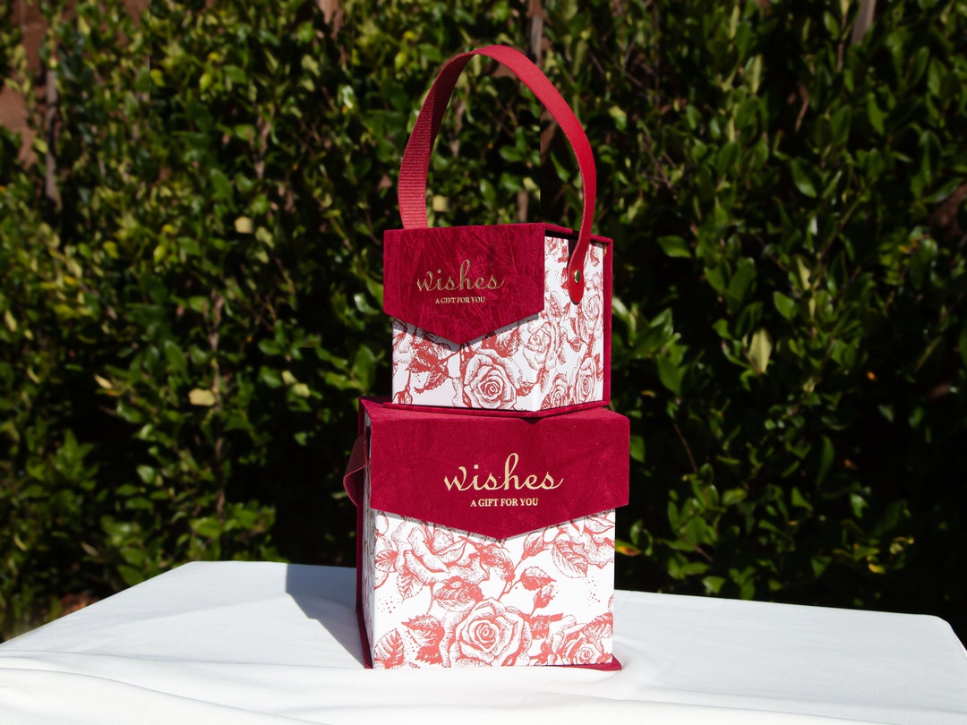 Red Rose Velvet Gift Box With Magnetic Closure, Bridal Shower & Wedding ...
