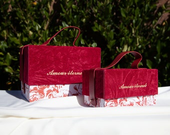 Red Velvet Favor Box, Wedding Favor Box, Large Gift Box, Floral Favor Box, Bridal Shower Favor Box, Large Favor Box, Portable Gift Box