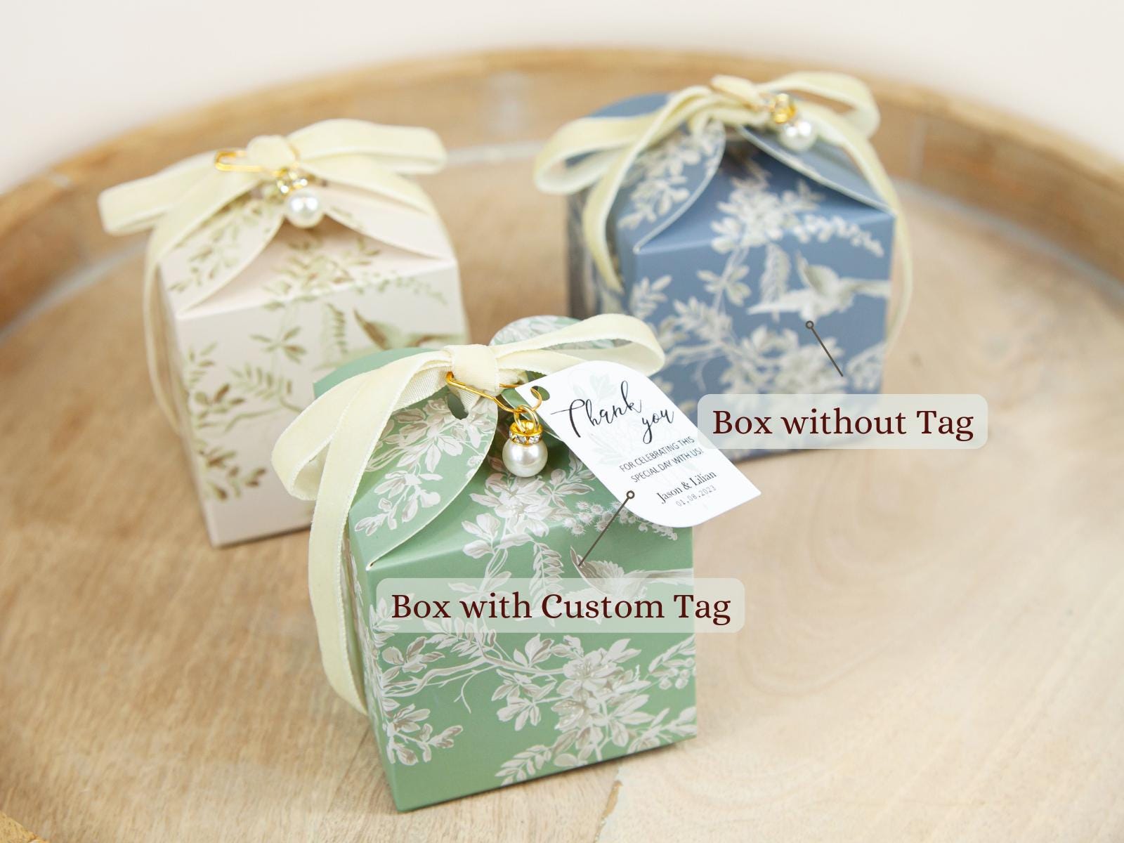 10 Pcs Bird Wedding Favor Boxes, 10 Sets of Personalized Favor Boxes, Green Favor Boxes, Champagne Favor Boxes, Blue Favor Boxes