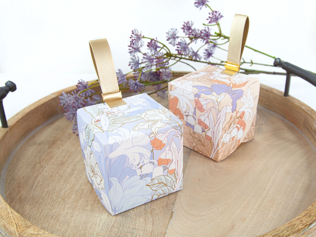 Guest Collection Box Set of 10 Floral Wedding Favor Boxes With Handle – Party, Birthday ...