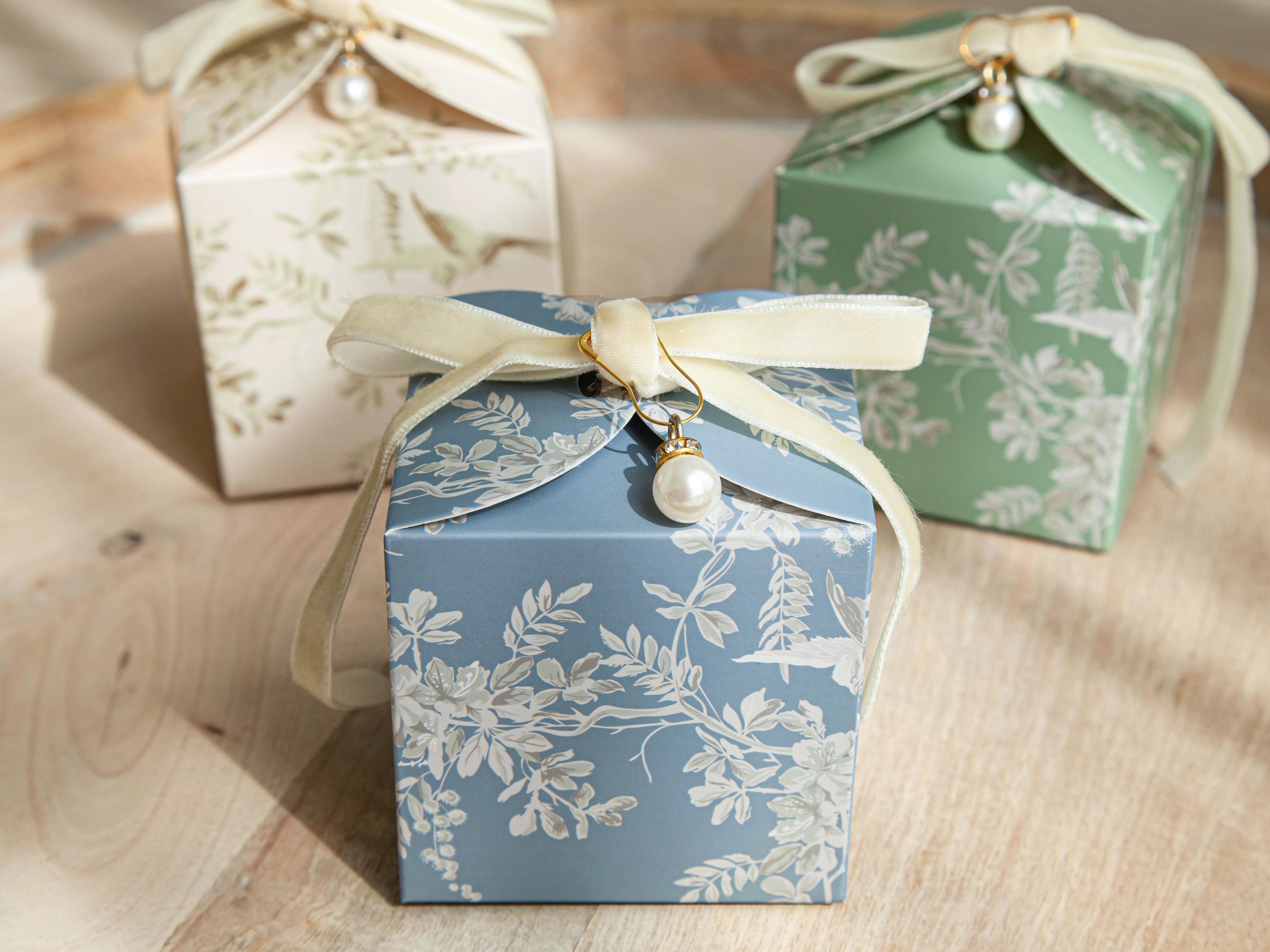 10 Stück Vogel-Hochzeitsgeschenkboxen, 10 Sets personalisierter Geschenkboxen, grüne Geschenkboxen, Champagner-Geschenkboxen, blaue Geschenkboxen