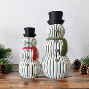Snowman Tabletop Decor | 2pc Christmas Snowman Decor | Modern Holiday Home Decor | Snowman Gifts | Unique 3D Printed Decor