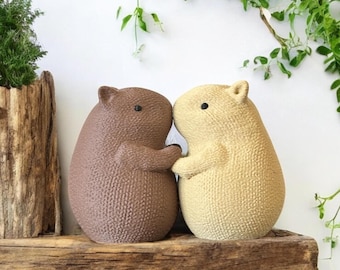Kissing Capybara Figurines | Woodland Animal Decor | Gift for Animal Lovers | Gift for Outdoorsy Friend