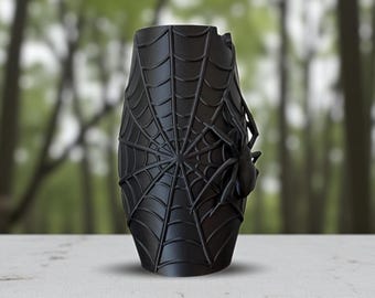 Halloween Spider Web Vase | Creepy Cute 3D Printed Planter | Gothic Home & Party Decor | Spider Decor