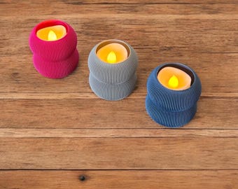 Bubble Tea Light Candle Holder 3pc Set | 20 Colors Available | Flameless Candles | Minimalist Home Decor | Unique 3D Printed Home Decor