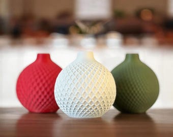 Christmas Ball Ornament 3pc Vase Set | Christmas Housewarming Gift | Modern Minimalistic Holiday Ball Inspired Vase | Unique 3D Printed Vase