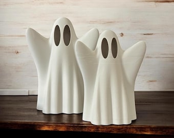 Haunted Ghost Tea Light Holder | 2pc Halloween Ghost Tabletop Decor | Modern Halloween Home Decor | Halloween Gifts | Unique 3D Printed Gift