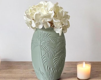 Palm Tree Vase for Dried or Artificial Flowers | Coastal Beach Theme Decor | 20 Colors Available | Beach Decor | Unique 3D Printed Vase