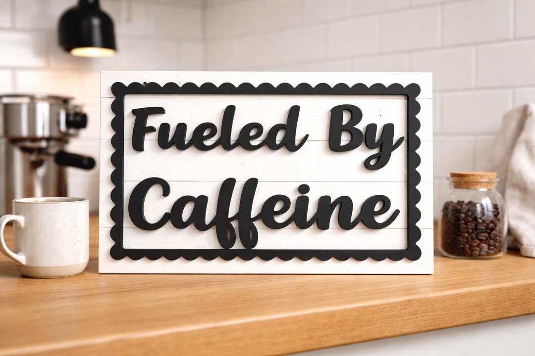 Fueled by Caffeine Coffee Sign | Coffee Bar Wall Decor | Farmhouse ...