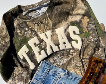 Custom State/City Realtree Puff Vinyl T-Shirt, Camo Tee