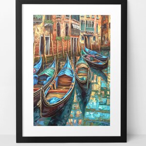 Gondolas Digital Download Art, Venice Art, Italy Wall Art, Gondolas Wall Art, Abstract Art, Home Décor, Printable Art, Instant Download