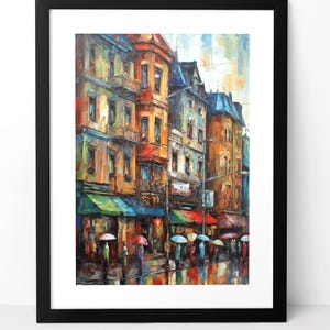 Rainy Day Digital Download Art, Cityscape Digital Art, City Digital, Rainy Dai, City Steet, Colorful City Art, City at Night, Rainy Day