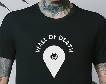 Metal Konzert Wall Of Death T-Shirt, Minimalistische Karte Pin Tshirt, Punk Musik Festival Shirt, Skull Mosh Pit Top, Heavy Metal Band T-Shirt