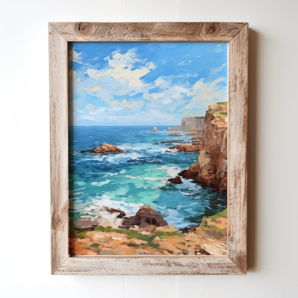 Rocky Coastline | printable | Sea | Maritimes | Nature | Scenery | Landscape | impressionist | vacation | Wall Art | Summer | Digital |