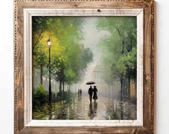 A Walk to Remember | Digital PRINTABLE | Impressionist | Urban Scenery | Home Decor | Paris Cityscape | Paris | France | Romantic | wall art