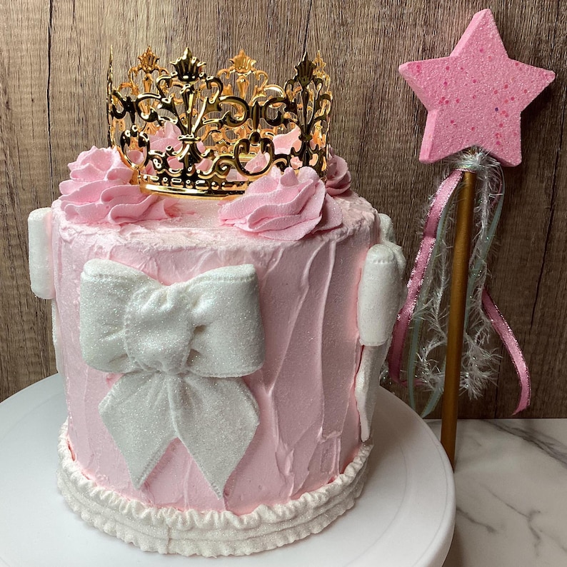 Fake Pink Princess Crown Cake Photo Prop Birthday Etsy