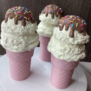 Fake Ice Cream Cone Pink Cone Vanilla Ice Cream