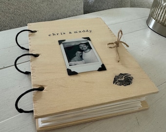Wooden Scrapbook Cover with Interactive Page Ideas for him Anniversary scrapbook one year scrapbook for boyfriend scrapbook for couples