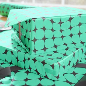 Teal Y2K Wrapping Paper, Stylish Gift Wrap, 90gsm Fine Art Paper image 1