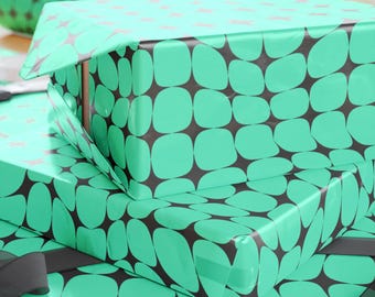 Teal Y2K Wrapping Paper, Stylish Gift Wrap, 90gsm Fine Art Paper