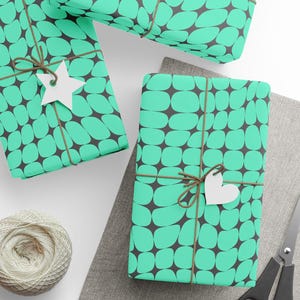 Teal Y2K Wrapping Paper, Stylish Gift Wrap, 90gsm Fine Art Paper image 2