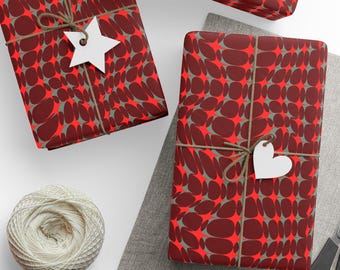Red Retro Wrapping Paper: Y2K Style, Eco-Friendly Gift Wrap