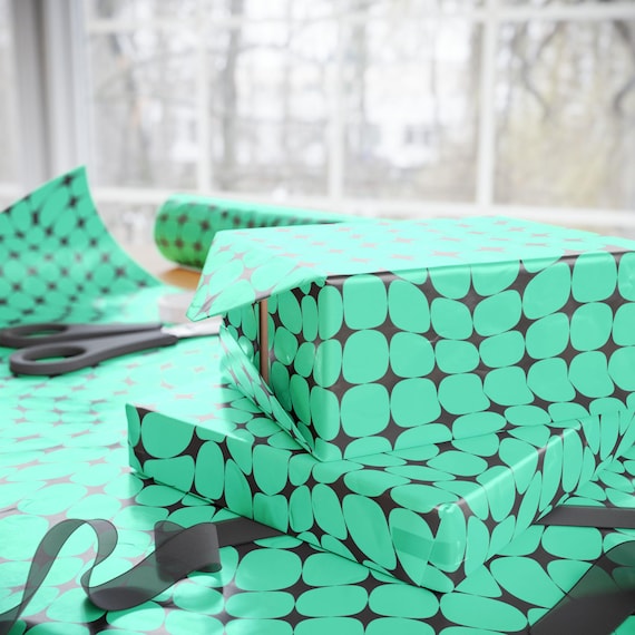 Teal Y2K Wrapping Paper, Stylish Gift Wrap, 90gsm Fine Art Paper