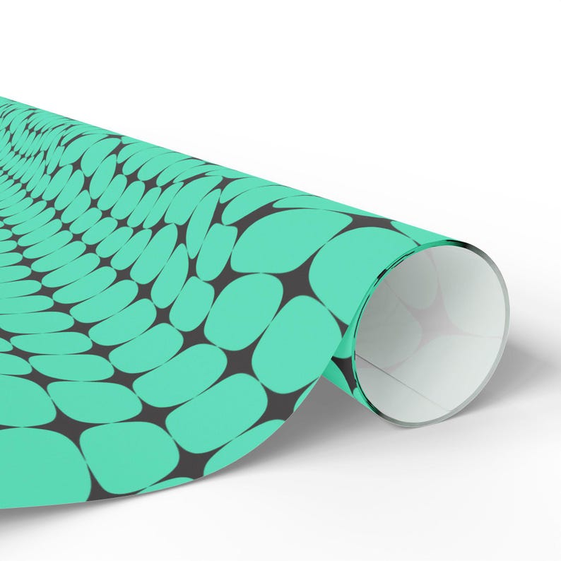 Teal Y2K Wrapping Paper, Stylish Gift Wrap, 90gsm Fine Art Paper image 5