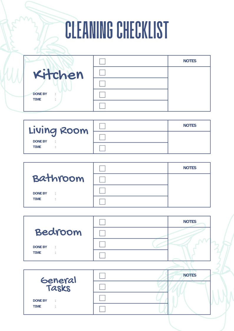 Editable Printable Cleaning Checklist. Roommate Dorm Room Cleaning ...