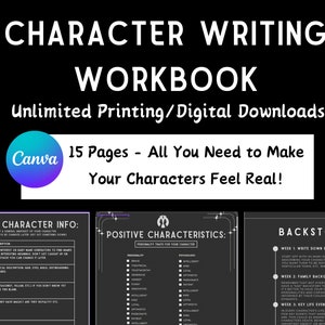 Editable Writing Template for Novelists Writer Character Builder