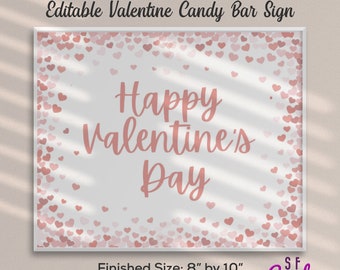 Valentine&#39;s Day Pastel Pink Hearts Sign Editable Template | Valentines Sign Printable | Editable Valentine Hearts Card | Valentine Card