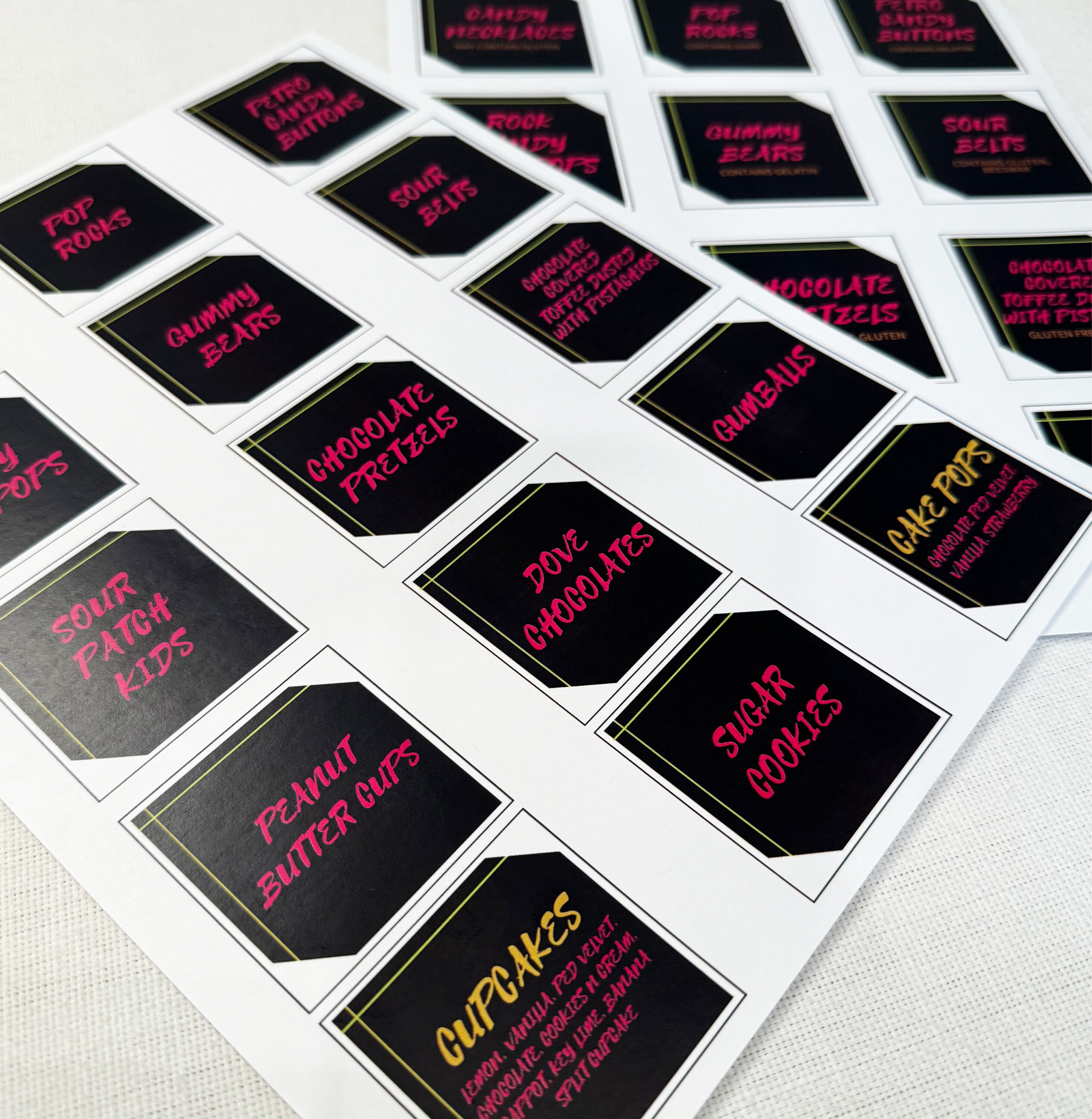 Example Candy Labels EDITABLE Glow Candy Card Labels Template | Candy Labels Printable ...