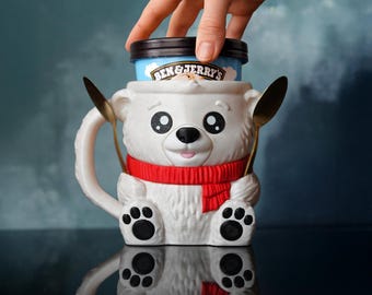 3D Printed Bear Ice Cream Pint Holder – Cozy Hugging Design