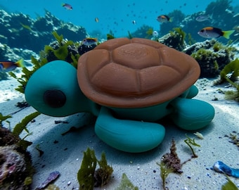 Articulated 3D Printed Sea Turtle Fidget Toy – Desk Decor, Ocean Figurine