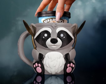 Raccoon Ice Cream Pint Holder – 3D Printed Animal Cozy for Pints
