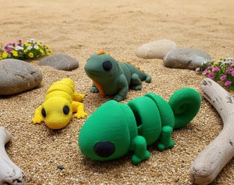 Lizards - Chameleon, Iguana, Leopard Gecko - 3D Printed Articulated Flexi Fidget Toys