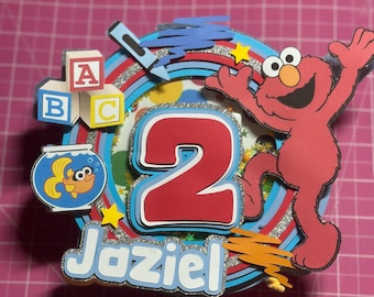 Personalized Elmo Birthday Cake Topper – Sesame Street Party Decoration