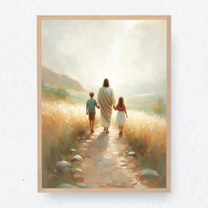 Jesus Walking With Children | Jesus and Children | LDS Art | Christian Wall Art | Jesus Art | Bible Art | Jesus Painting | Christ Printable