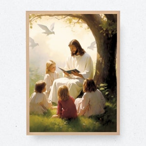 Abide With Me | Digital Download | Jesus and Child Painting | Christian Wall Art | Jesus Art | Bible Art | Jesus Christ | Jesus Painting