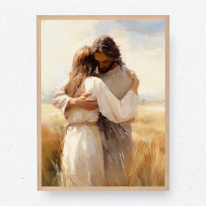 Arms of Mercy, Jesus and Woman, Christian Wall Art, Jesus Embrace, Jesus Art, Bible Art, Christian Art, Jesus Wall Art, Modern Christian Art