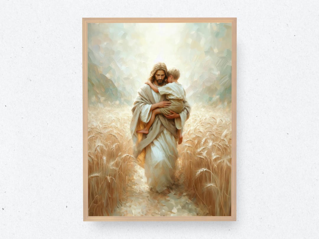 Jesus Carrying Boy | Jesus and Child | Jesus and Kids | Christian Art ...