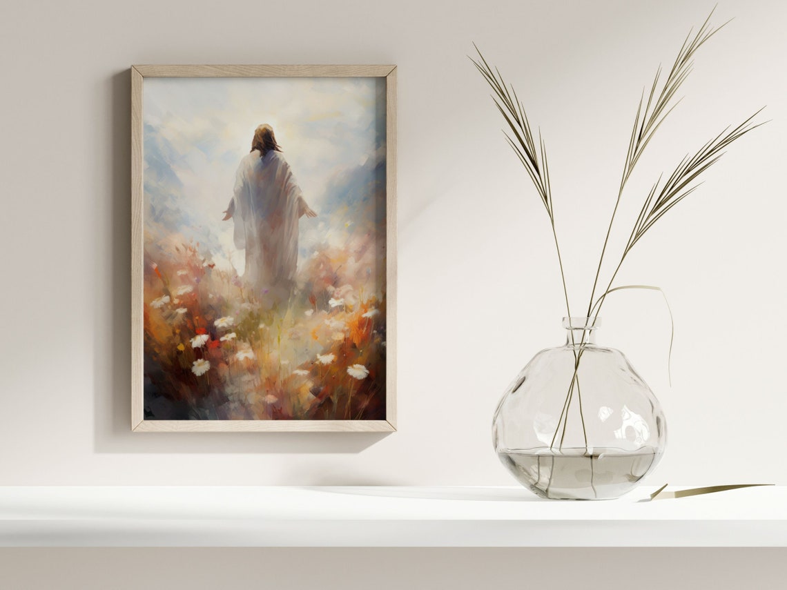 Jesus Wildflower, Christian Wall Art, Jesus Leaves the 99, Wildflower