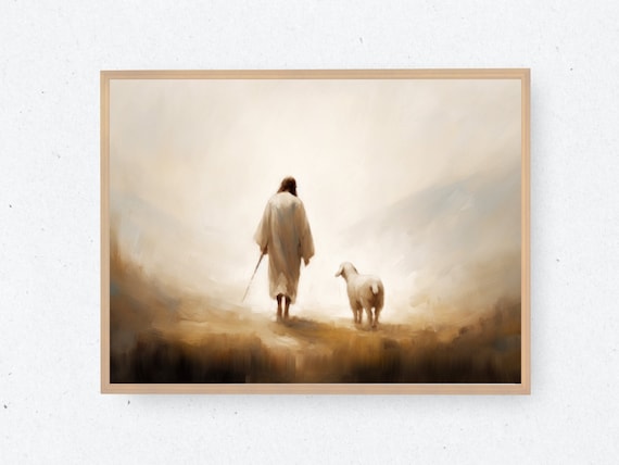Jesus Leaves The 99 | Digital Download | Follow Me | Parable of The Lost Sheep | Jesus Painting | Bible Art | Christian Wall Art | Easter