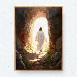Victoire en Jésus | Art biblique | Art chrétien | Art de Jésus | Téléchargement numérique | Résurrection | Seigneur ressuscité | Art mural | Tombe vide | Pâques